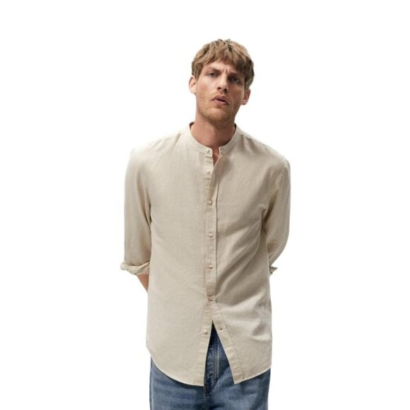 ZARA LINEN-COTTON STRUCTURED SHIRT light beige SIZE XL| 7545/224 - Picture 2 of 4